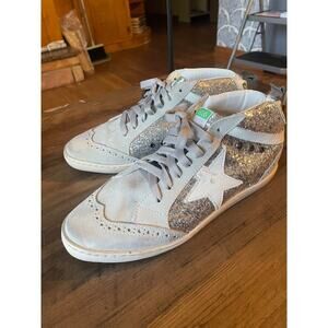 NWOT Free Bird Suede/Leather Glitter Mini Wedge Sneakers